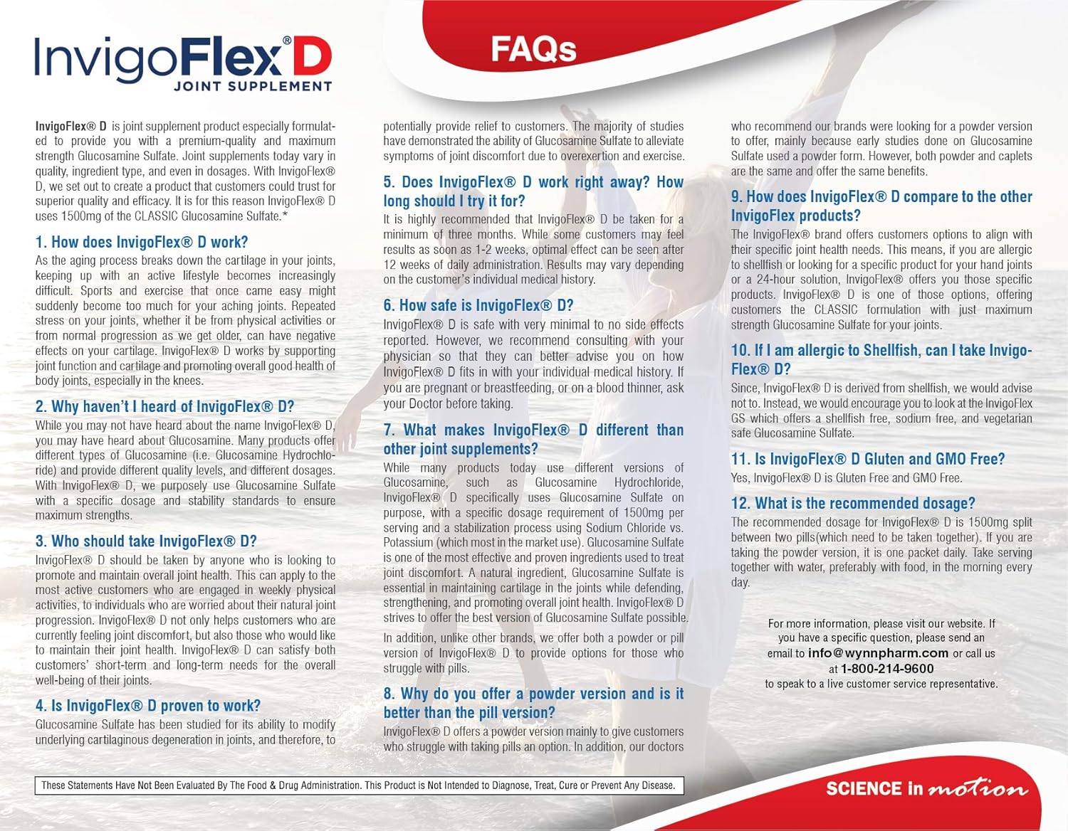 INVIGOFLEX® D - Premium Joint Supplement with 1500mg Glucosamine Sulfate Powder - Supports Knees, Hands, Back, and Hip - 30 Packets