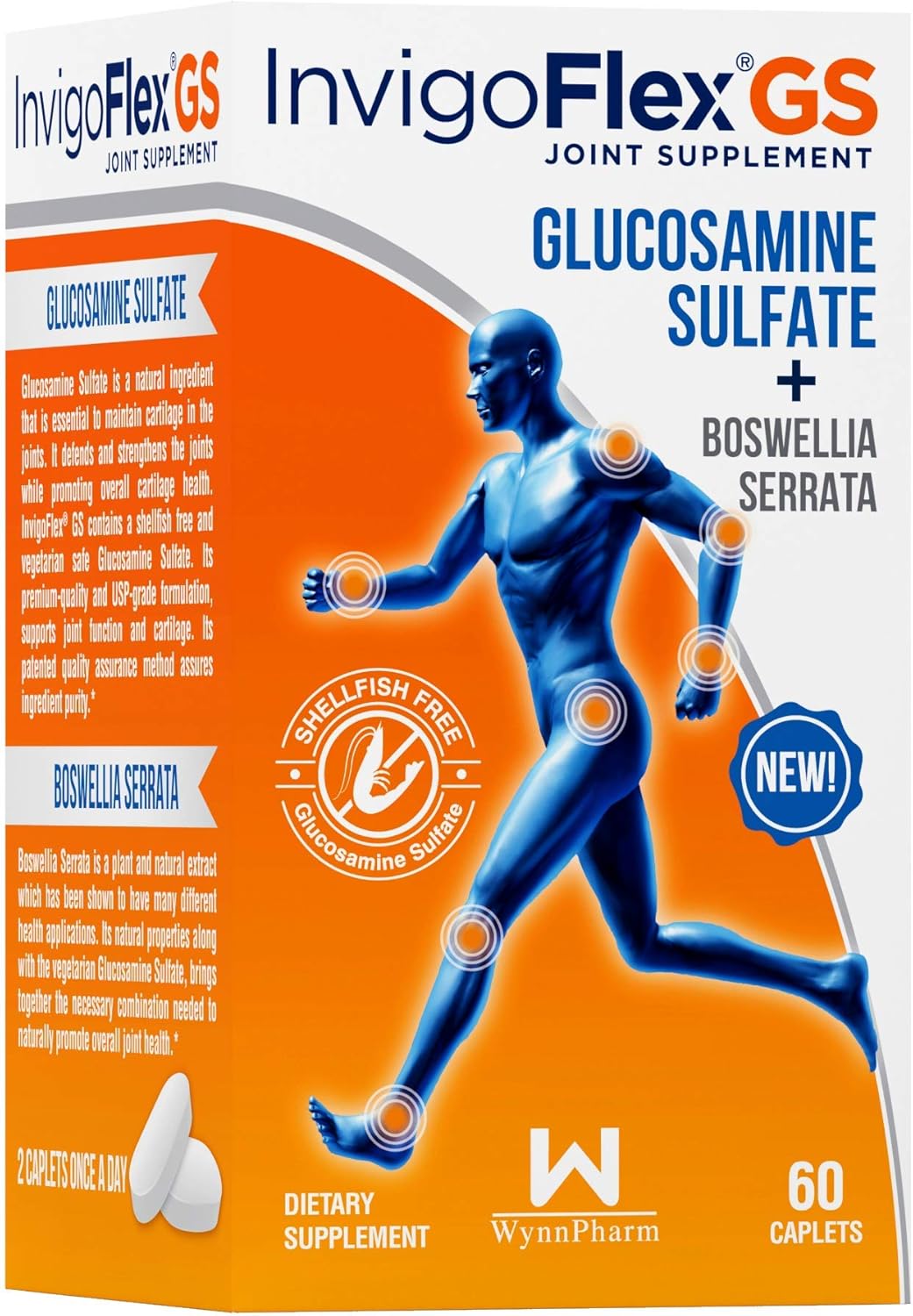INVIGOFLEX® GS - Vegetarian Safe Glucosamine Sulfate Supplement with Boswellia Serrata for Joint Health - Non-GMO & Gluten-Free