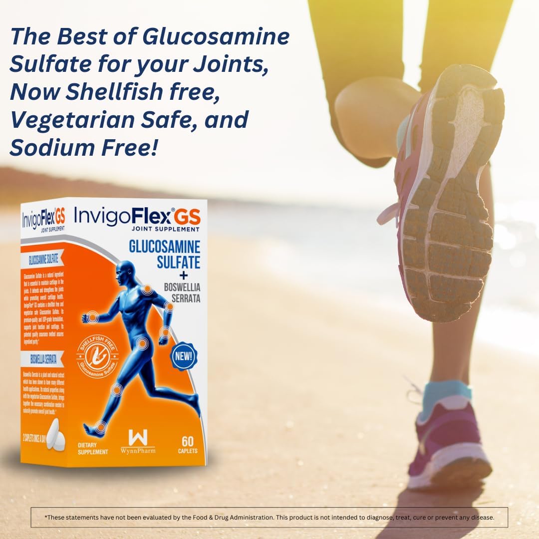 INVIGOFLEX® GS - Vegetarian Safe Glucosamine Sulfate Supplement with Boswellia Serrata for Joint Health - Non-GMO & Gluten-Free
