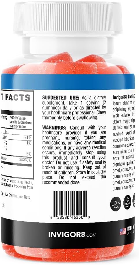 INVIGOR8 Biotin Gummies 10000mcg - Hair Skin Nails Vitamins for Women, Men, & Kids - Vegan Strawberry Flavor - 60 Count