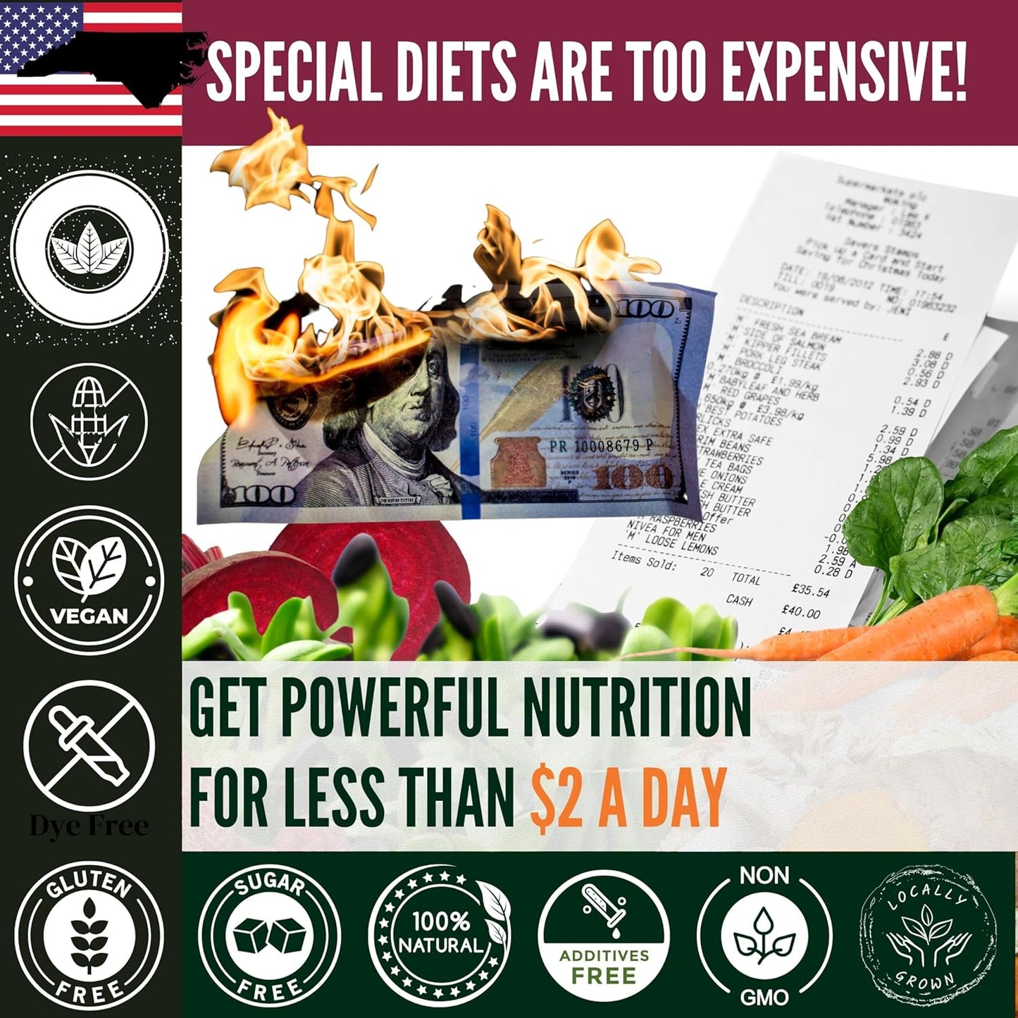 Invisible Nutrition Powder for Extreme Picky Eaters - Organic Superfood Boost for ARFID & ASD - 40x Nutrient-Rich with Sulforaphane - 72 Servings