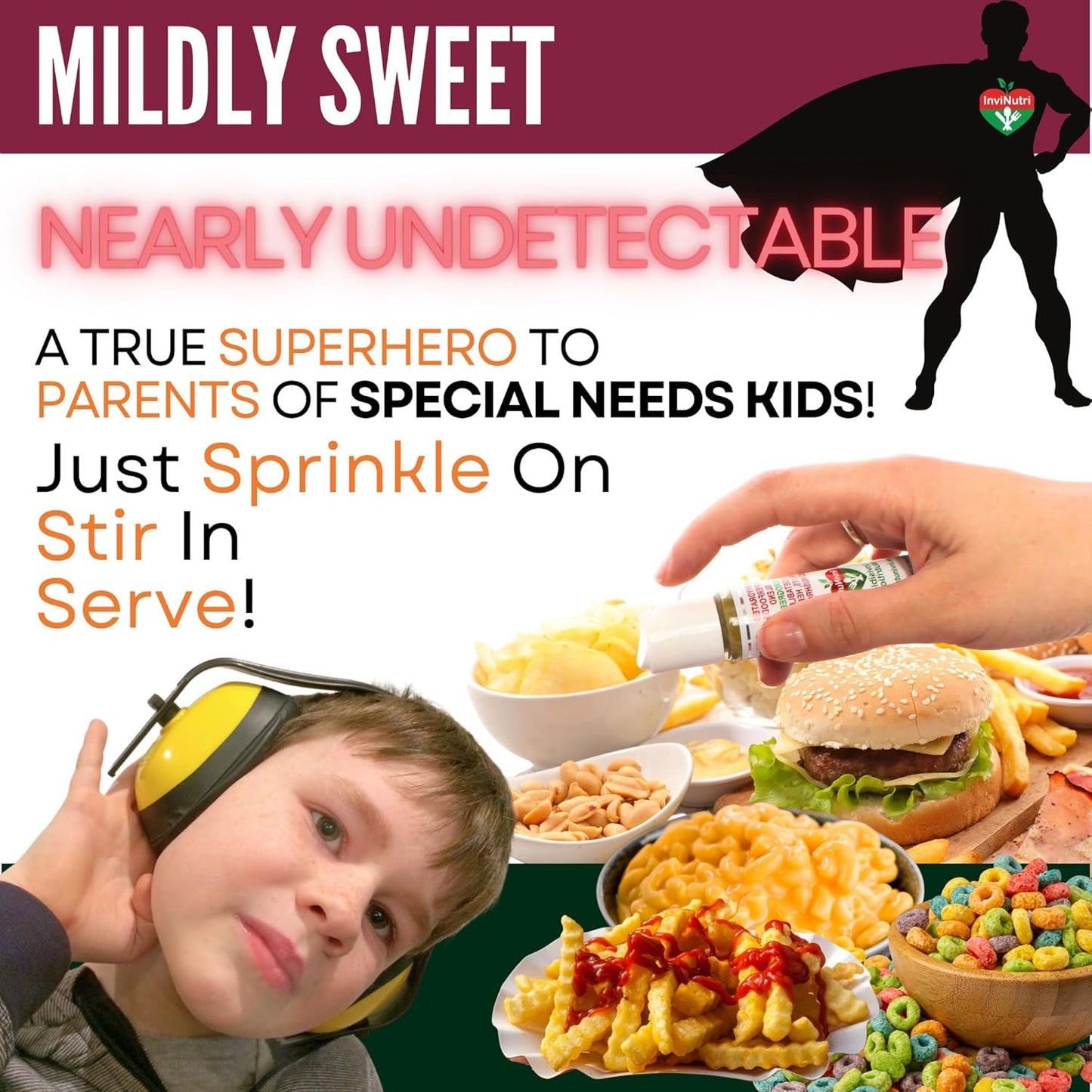 Invisible Nutrition Powder for Extreme Picky Eaters - Organic Superfood Boost for ARFID & ASD - 40x Nutrient-Rich with Sulforaphane - 72 Servings