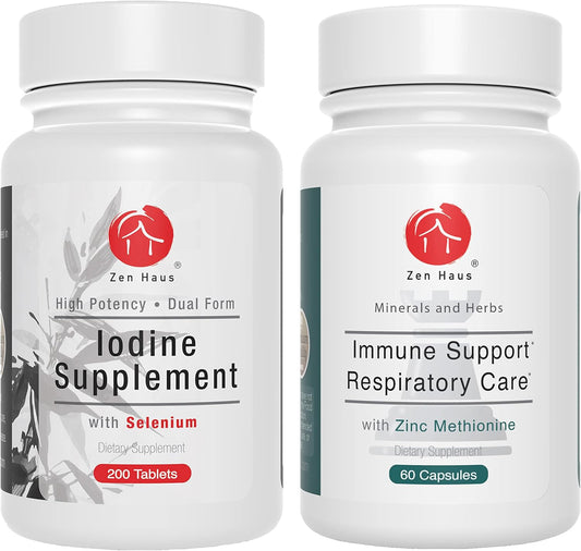Iodine and Immune Support Bundle - 12.5mg Iodine Complex with Respiratory Support Formula by Zen Haus
