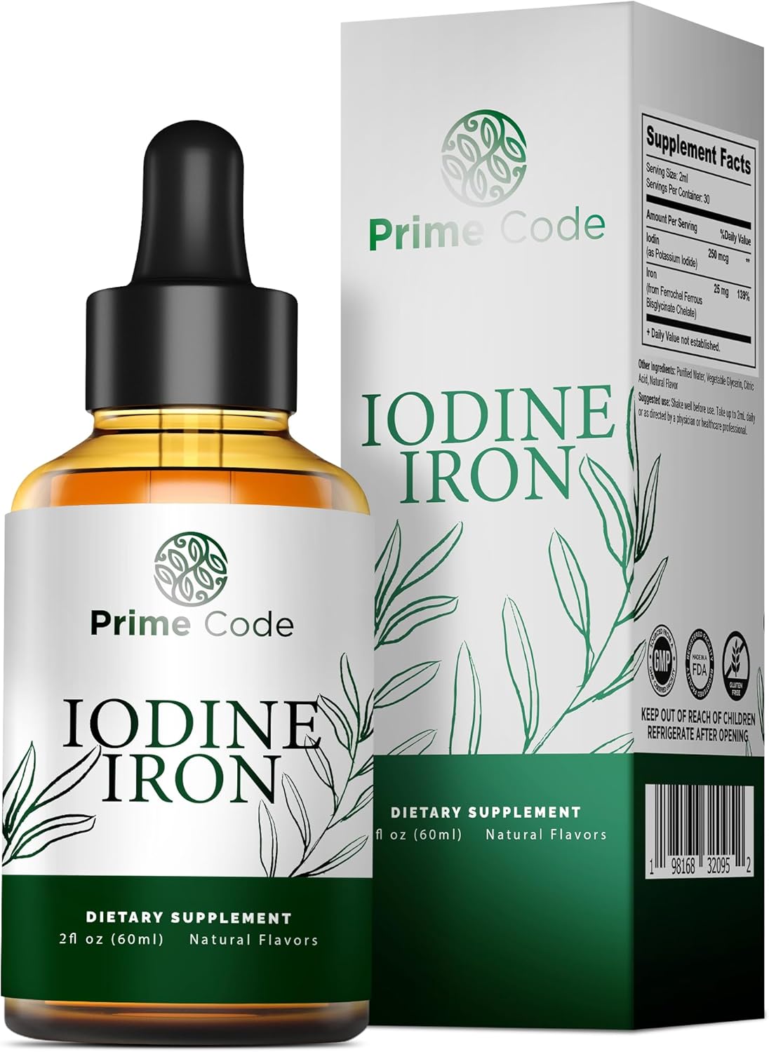 Iodine and Iron Liquid Supplement - Prime Code Formula for Health and Wellness