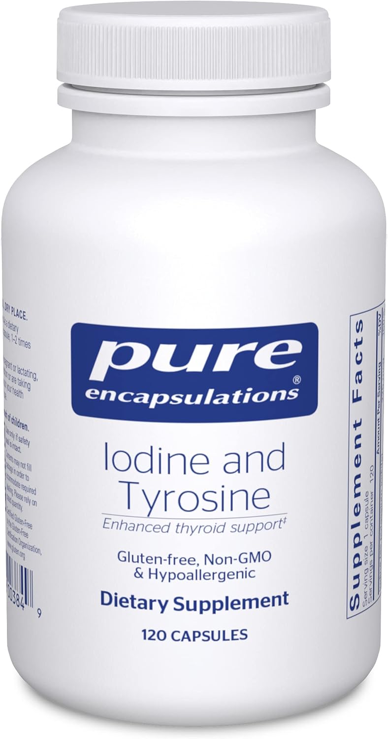 Iodine and Tyrosine Supplement for Thyroid Support | 120 Capsules | Hypoallergenic Formula by Pure Encapsulations