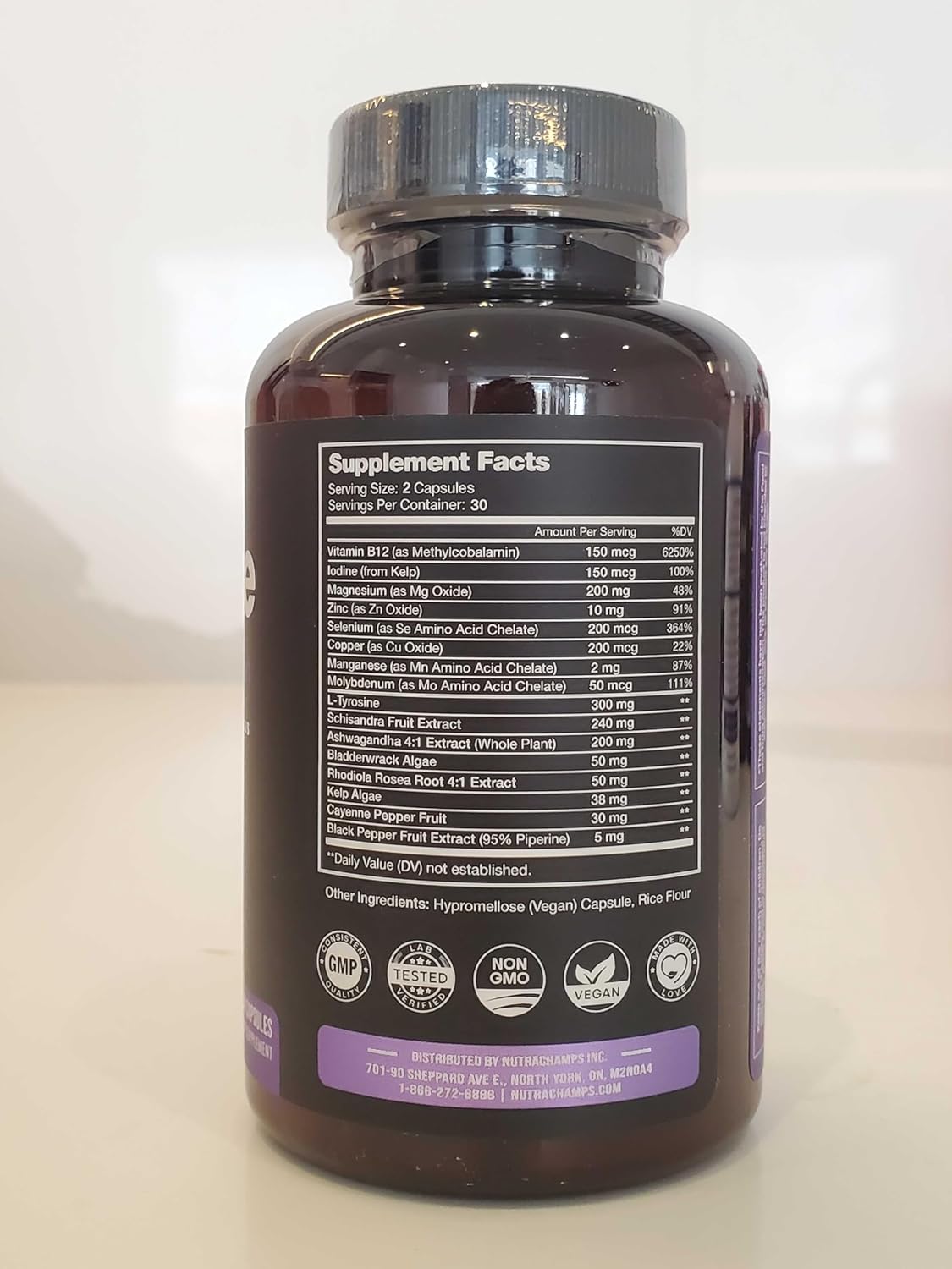 Iodine & Ashwagandha Thyroid & Adrenal Support Supplement for Energy, Metabolism, and Stress Relief - 2-in-1 Formula for Men & Women