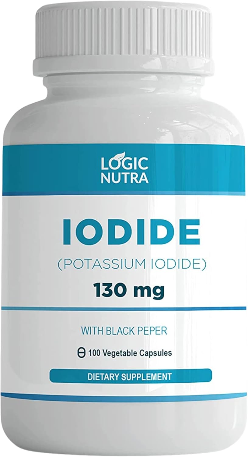 Iodine (Potassium Iodide) 130 mcg Supplement for Thyroid Support - 100 Vegetable Capsules for Healthy Cellular Metabolism