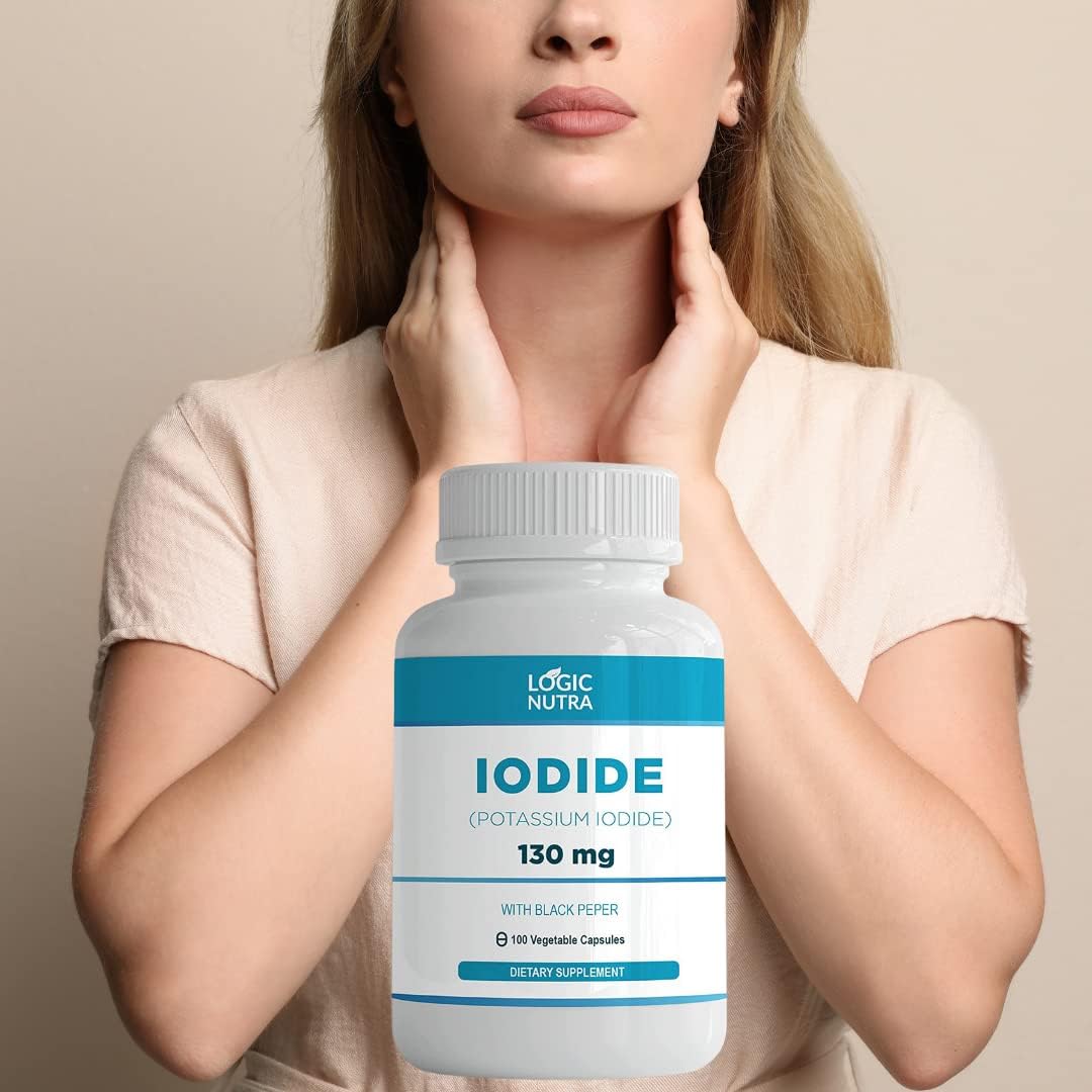 Iodine (Potassium Iodide) 130 mcg Supplement for Thyroid Support - 100 Vegetable Capsules for Healthy Cellular Metabolism