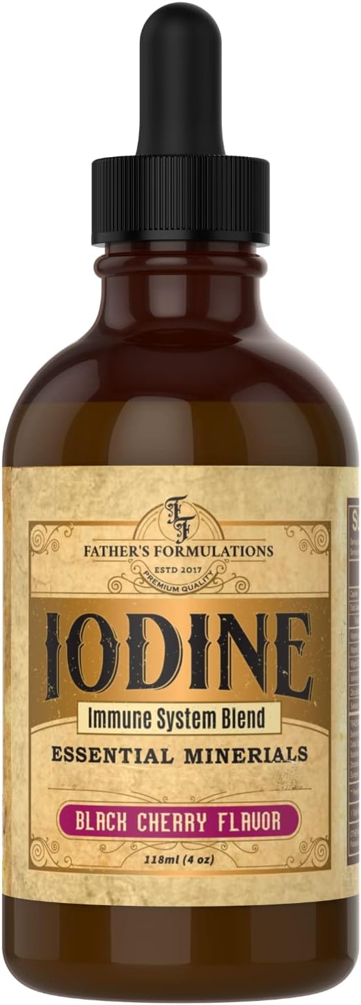 Iodine Supplement Drops for Thyroid Support, Immune System Boost, Focus, Energy - 4oz, Great Taste, Highly Absorbable