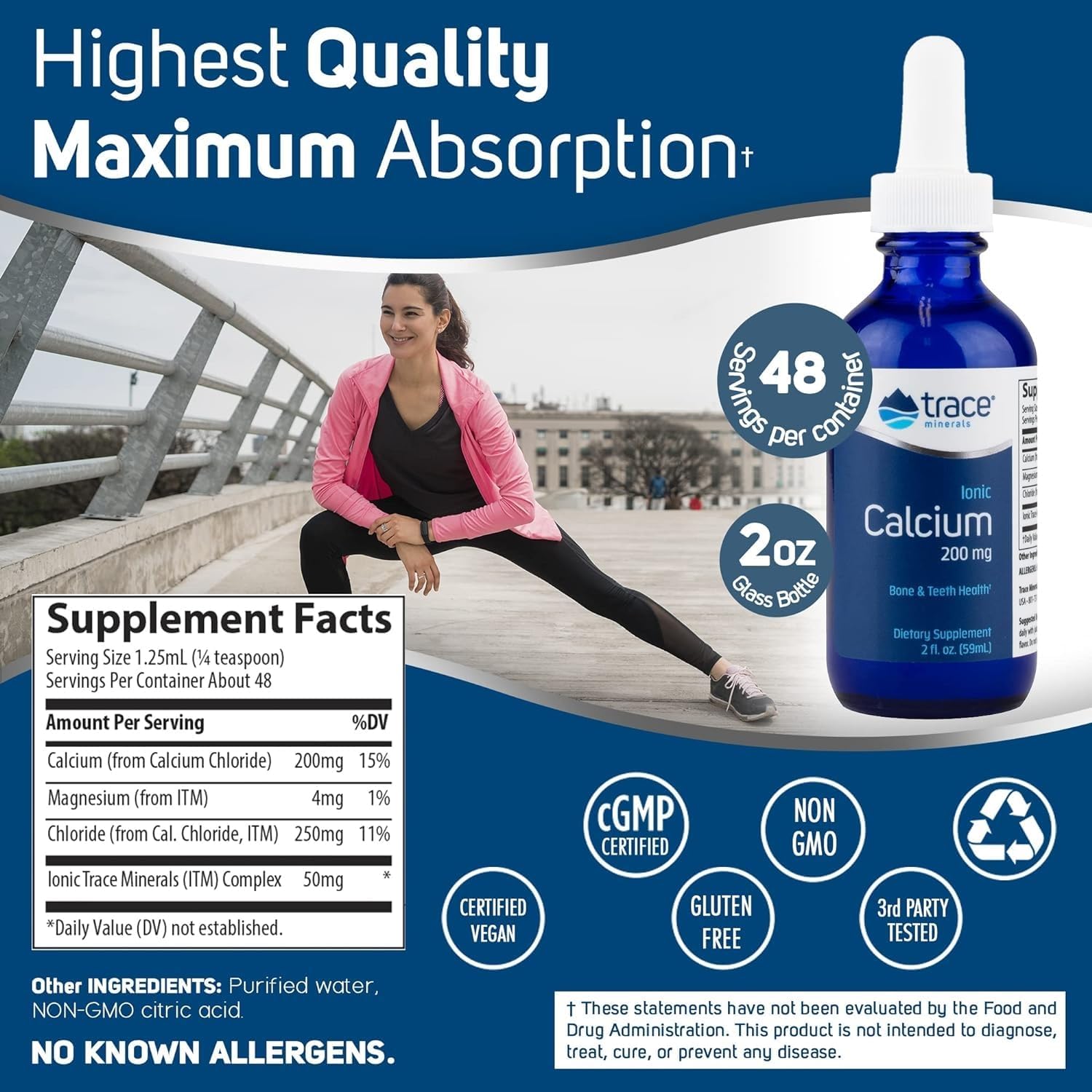 Ionic Calcium Supplement for Bone & Nerve Health - Support Mineral Absorption - 2 fl oz