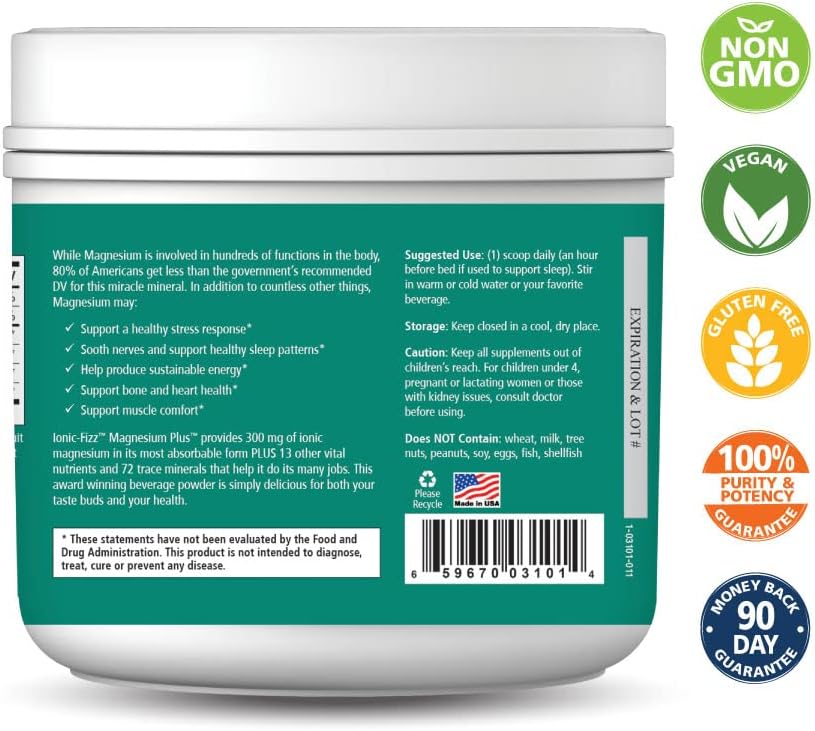 Ionic Fizz Magnesium Plus Drink Powder - Mixed Berry Flavor, 6.03oz - Anti-Stress Supplement, Gluten Free, Non-GMO