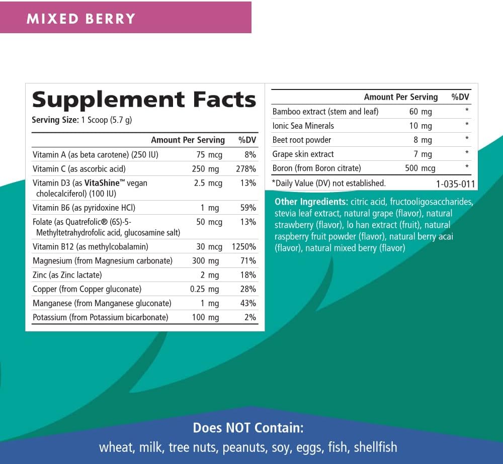 Ionic Fizz Magnesium Plus Drink Powder - Mixed Berry Flavor, 6.03oz - Anti-Stress Supplement, Gluten Free, Non-GMO