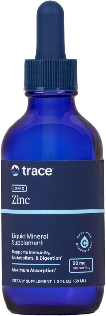 Ionic Zinc Trace Minerals Supplement - 50 mg for Digestion & Immune Support - Magnesium, Chloride, Skin & Brain Health - 2 fl oz