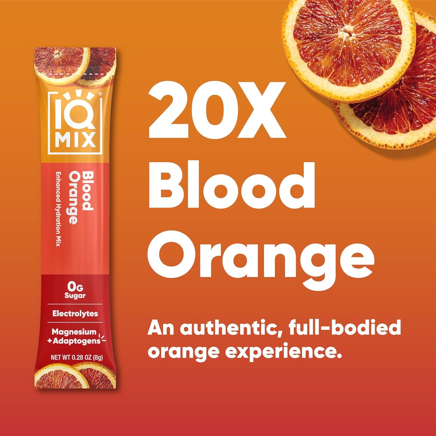 IQBAR IQMIX Electrolyte Powder Packets - Keto Hydration Supplement with Lions Mane, Magnesium, and Potassium - Blood Orange Flavor (20 Count)