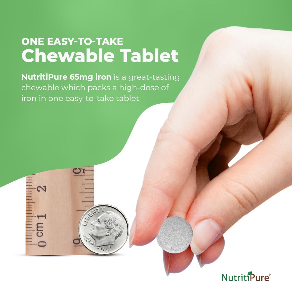 Iron and Vitamin C Chewable Bundle - 65mg, Orange & Pineapple Flavor - 120 Day Supply for Women and Men
