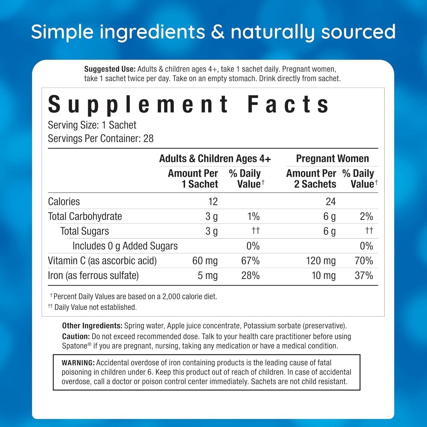 Iron and Vitamin C Liquid Supplement Pack - 28 Bottles x 0.85 fl.oz (23.8 fl oz Total)