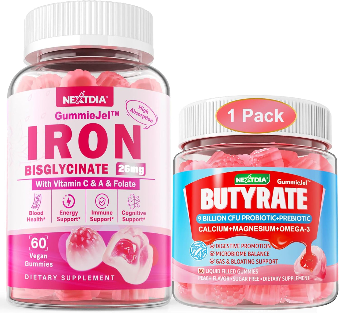 Iron Bisglycinate 26mg Gummies with Nextdia Butyrate for Digestive Health