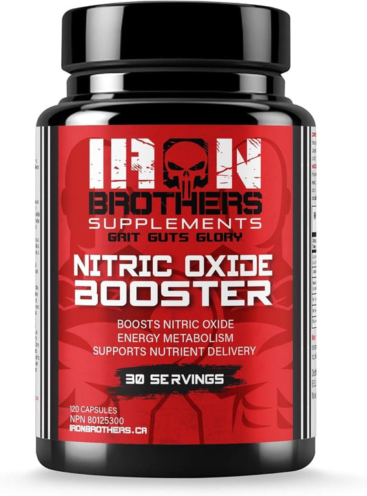 Iron Brothers Supplements Nitric Oxide Booster for Maximum Muscle Pumps, Energy, and Endurance - 30 Day Supply