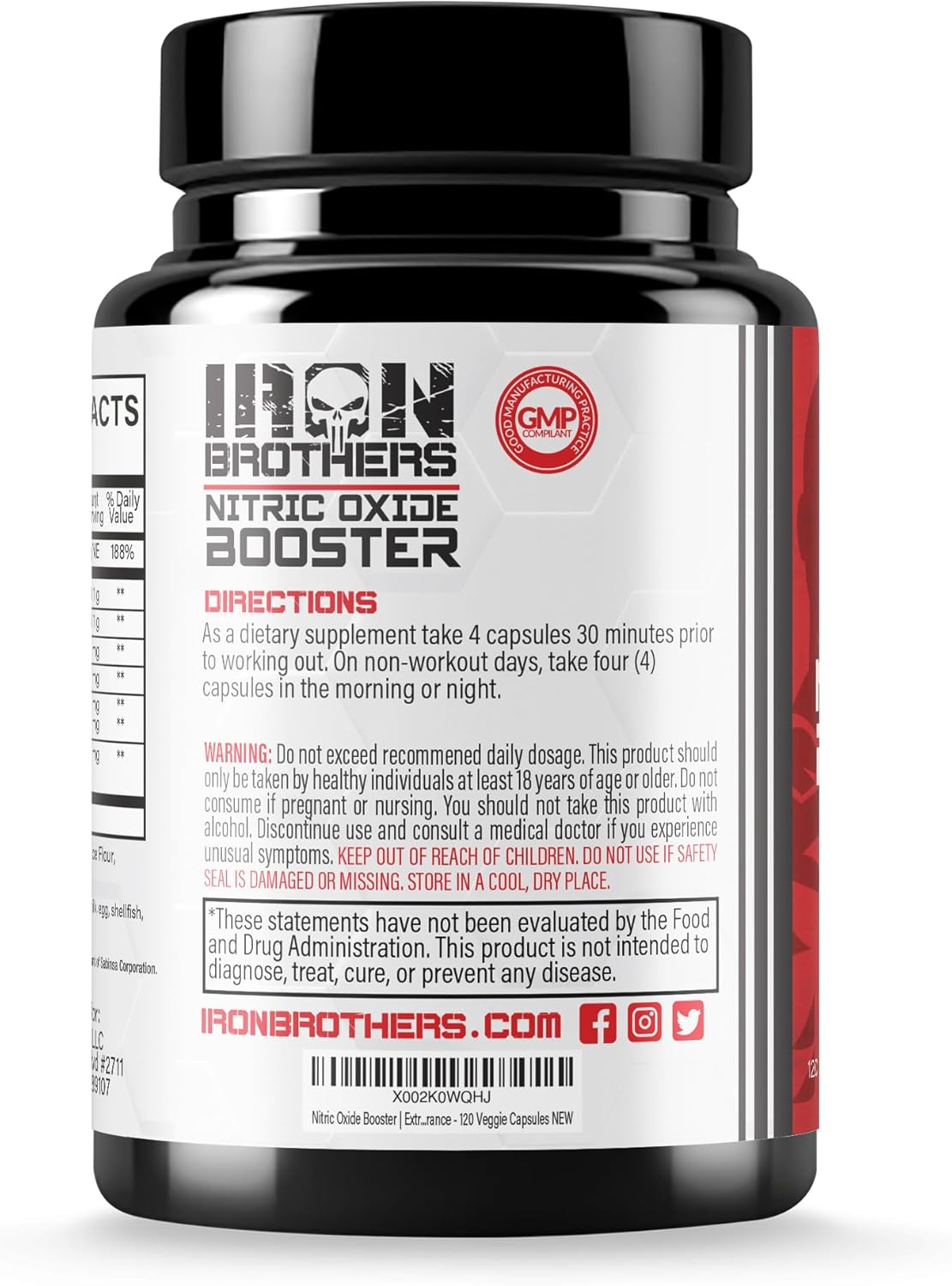 Iron Brothers Supplements Nitric Oxide Booster for Maximum Muscle Pumps, Energy, and Endurance - 30 Day Supply