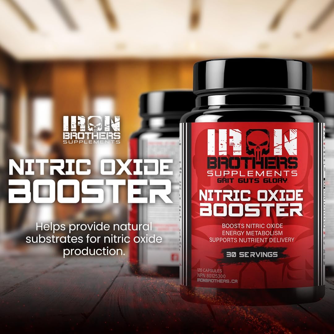 Iron Brothers Supplements Nitric Oxide Booster for Maximum Muscle Pumps, Energy, and Endurance - 30 Day Supply