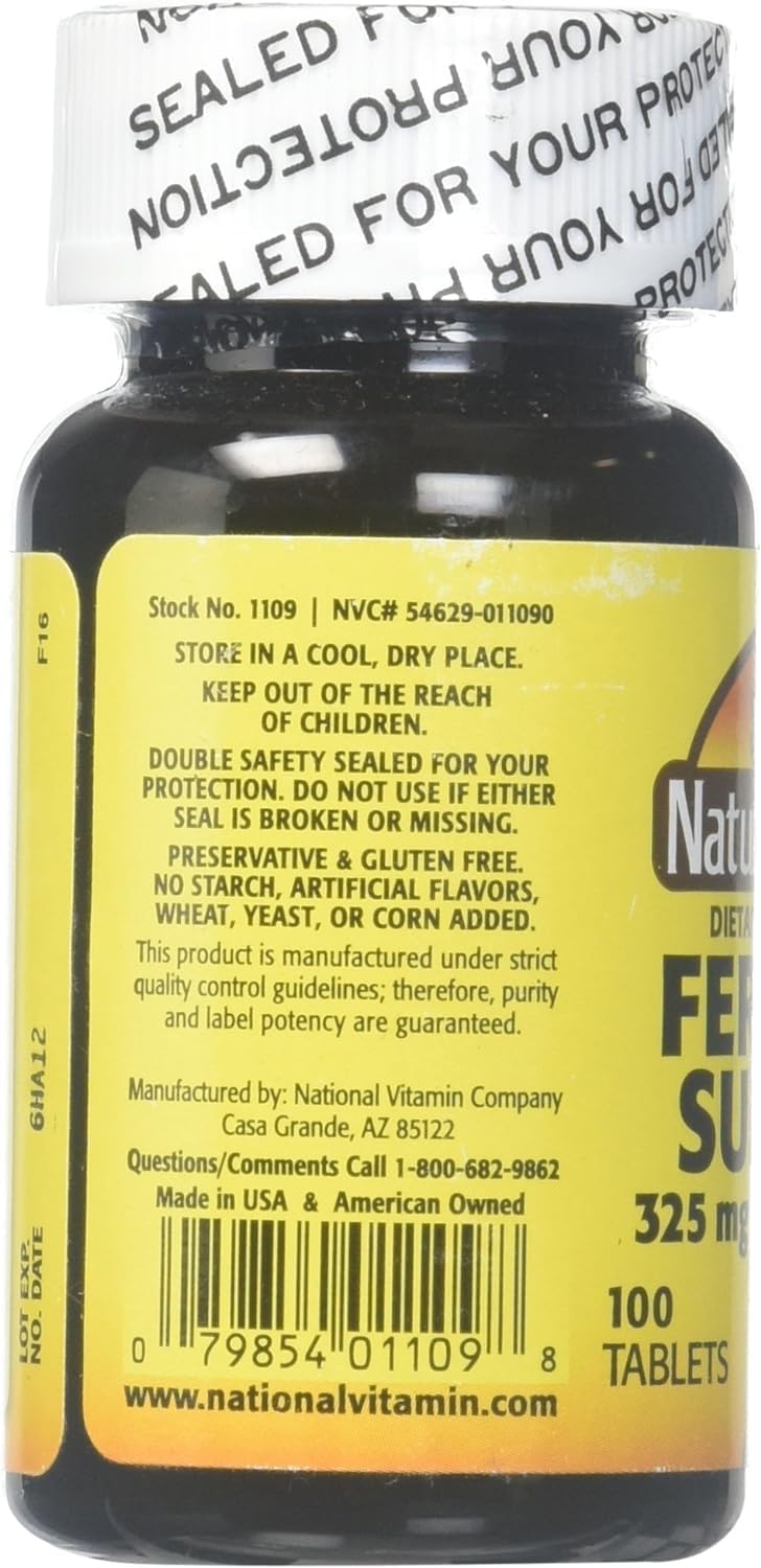 Iron Ferrous Sulfate 325mg Tablets - 200 Count, AYOJOY Nature's Blend, Assorted Pack