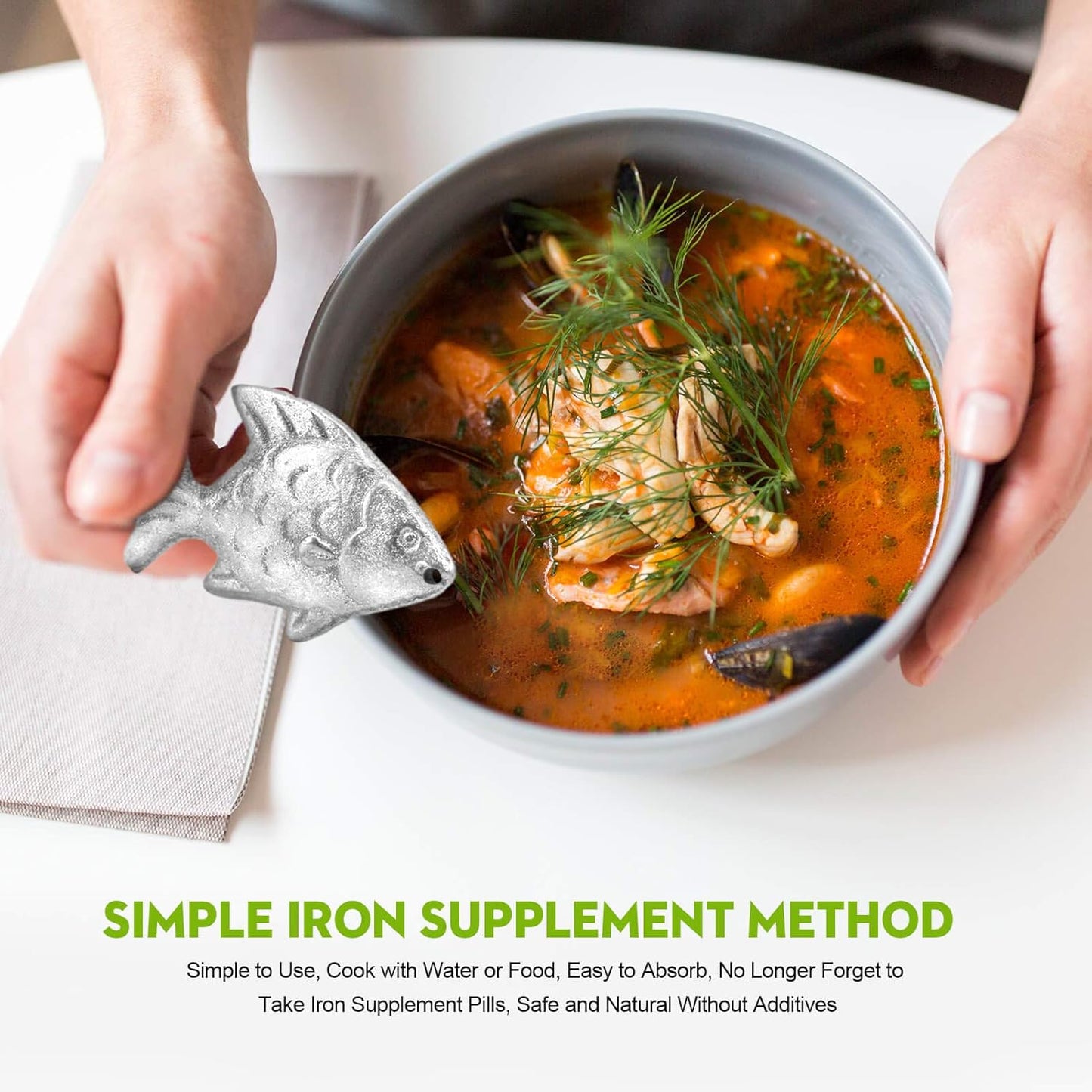 Iron Fish Cooking Tool for Iron Deficiency, Vegetarians, Pregnant Women, Children - Mother's Day Gift