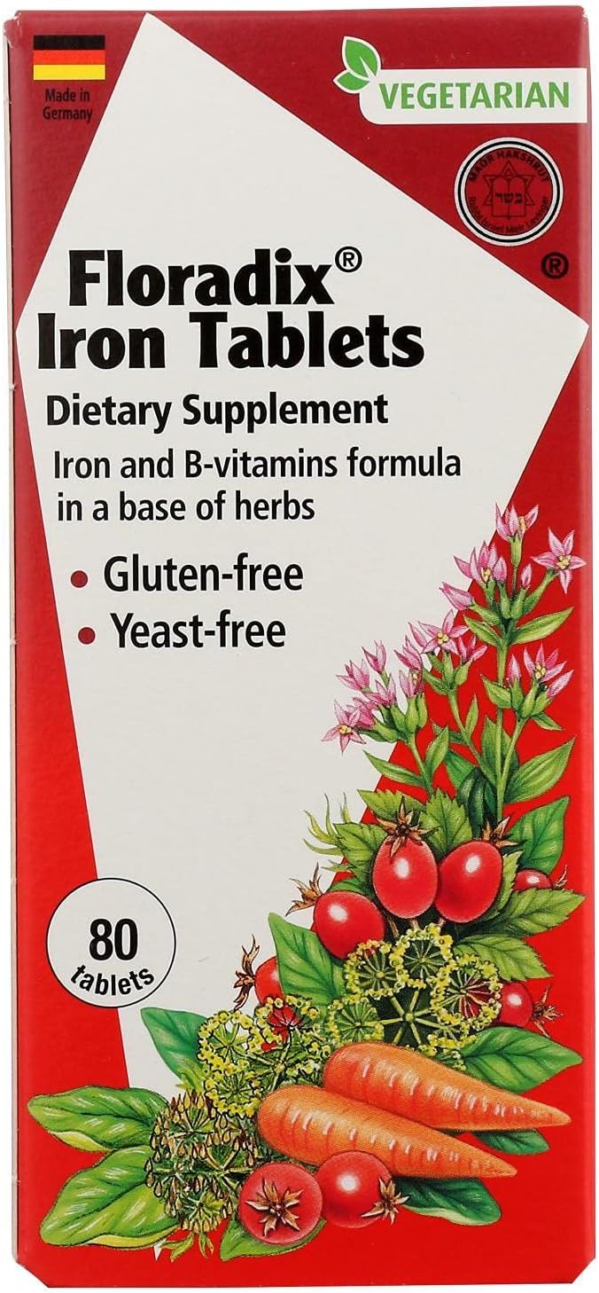 Iron Floradix Supplement with 80 Tablets for Boosting Iron Levels in the Body
