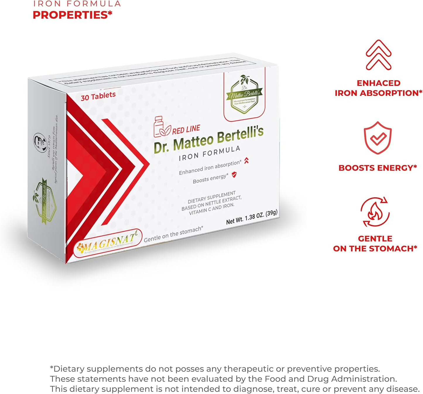 Iron Formula with Nettle Extract, Vitamin C, and Iron Tablets by Dr. Matteo Bertelli
