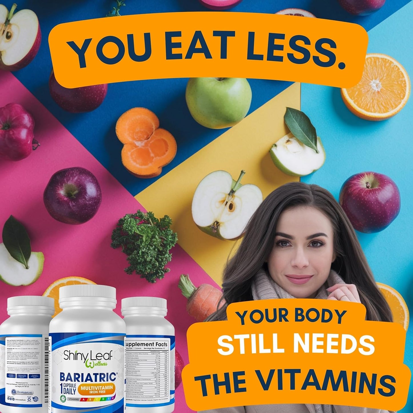 Iron-Free Bariatric Multivitamin Capsules for Post-Surgery Patients - Once Daily Vitamins for WLS, Sleeve, Gastric Bypass - 30 Capsules