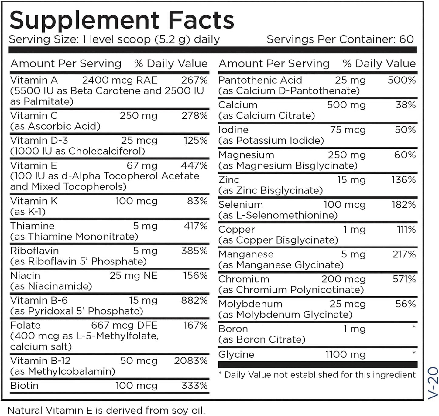 Iron-Free Metabolic Maintenance Vitamin Mineral Base Powder - Essential B Vitamins + Chelated Minerals (312g)