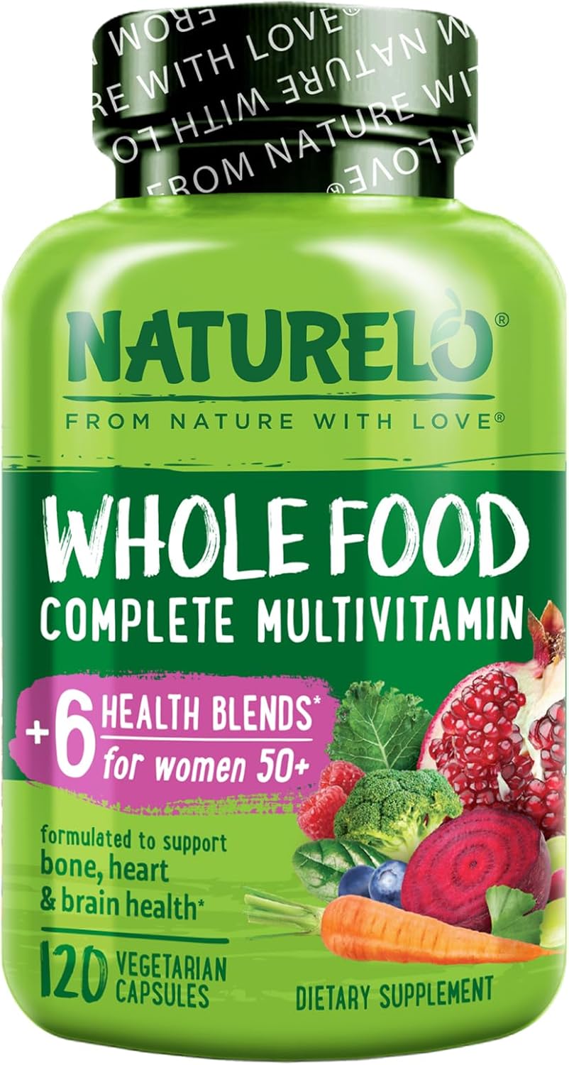 Iron-Free Whole Food Multivitamin for Women Over 50 - 120 Vegan Capsules, Non-GMO, Post Menopausal Supplement