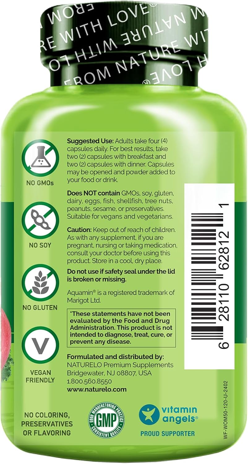 Iron-Free Whole Food Multivitamin for Women Over 50 - 120 Vegan Capsules, Non-GMO, Post Menopausal Supplement