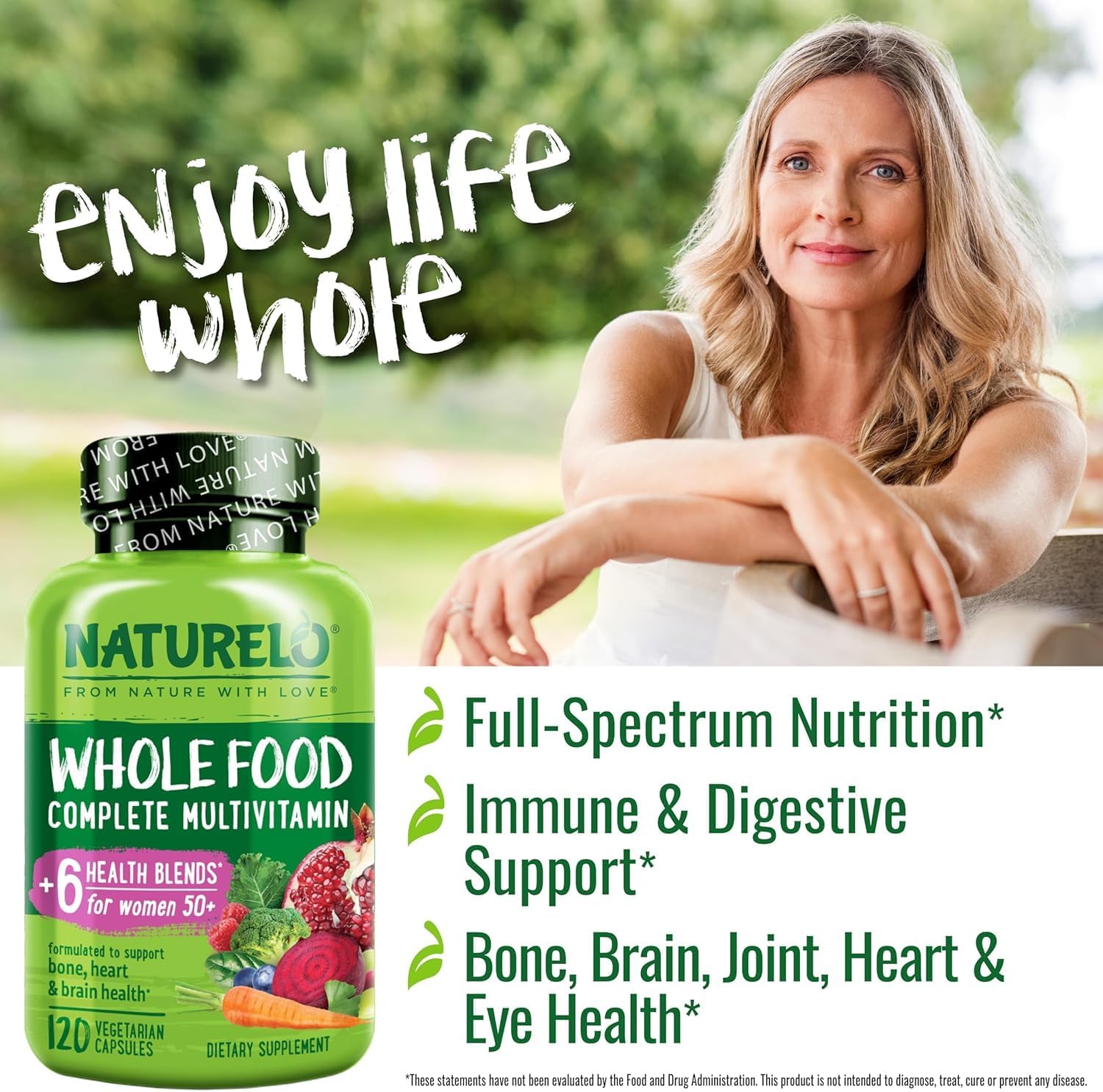 Iron-Free Whole Food Multivitamin for Women Over 50 - 120 Vegan Capsules, Non-GMO, Post Menopausal Supplement