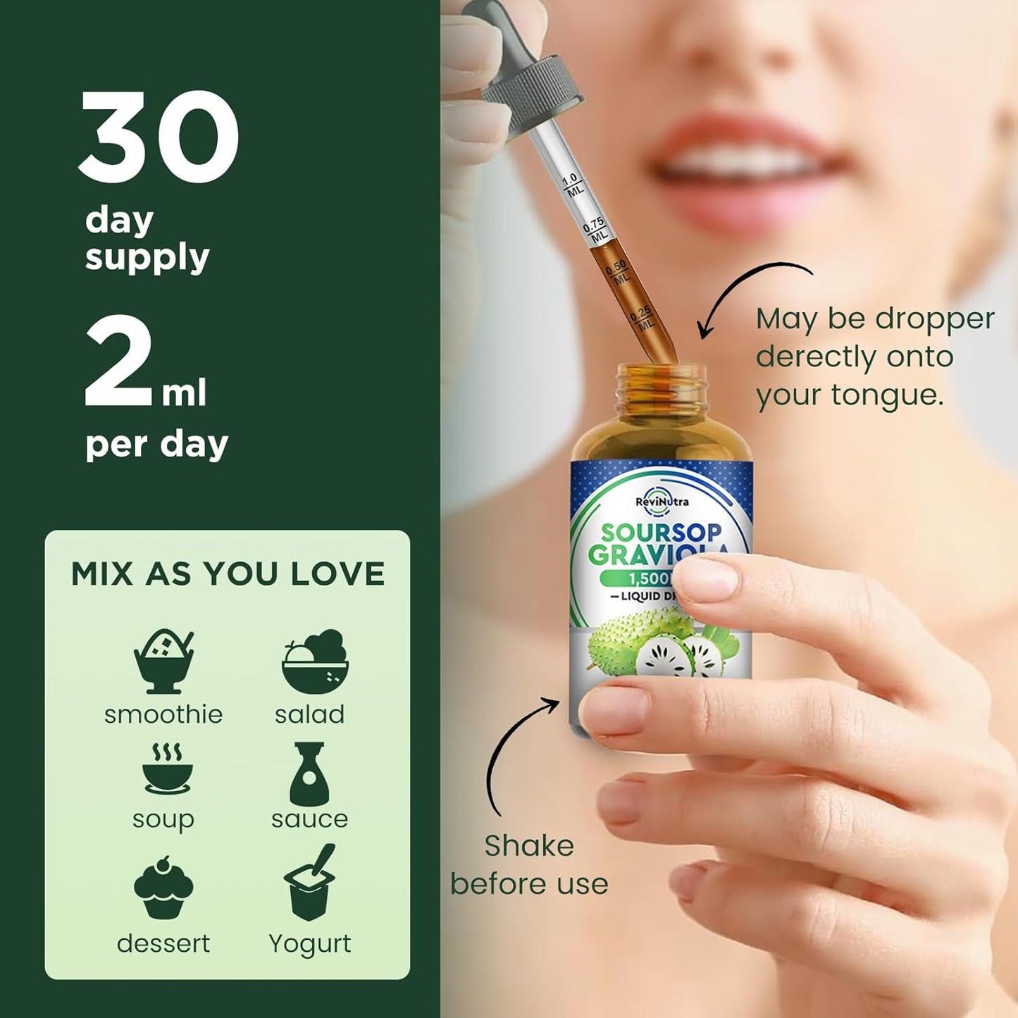 Iron Gummies and Soursop Graviola Liquid Drops Bundle for Adults and Kids by ReviNutra