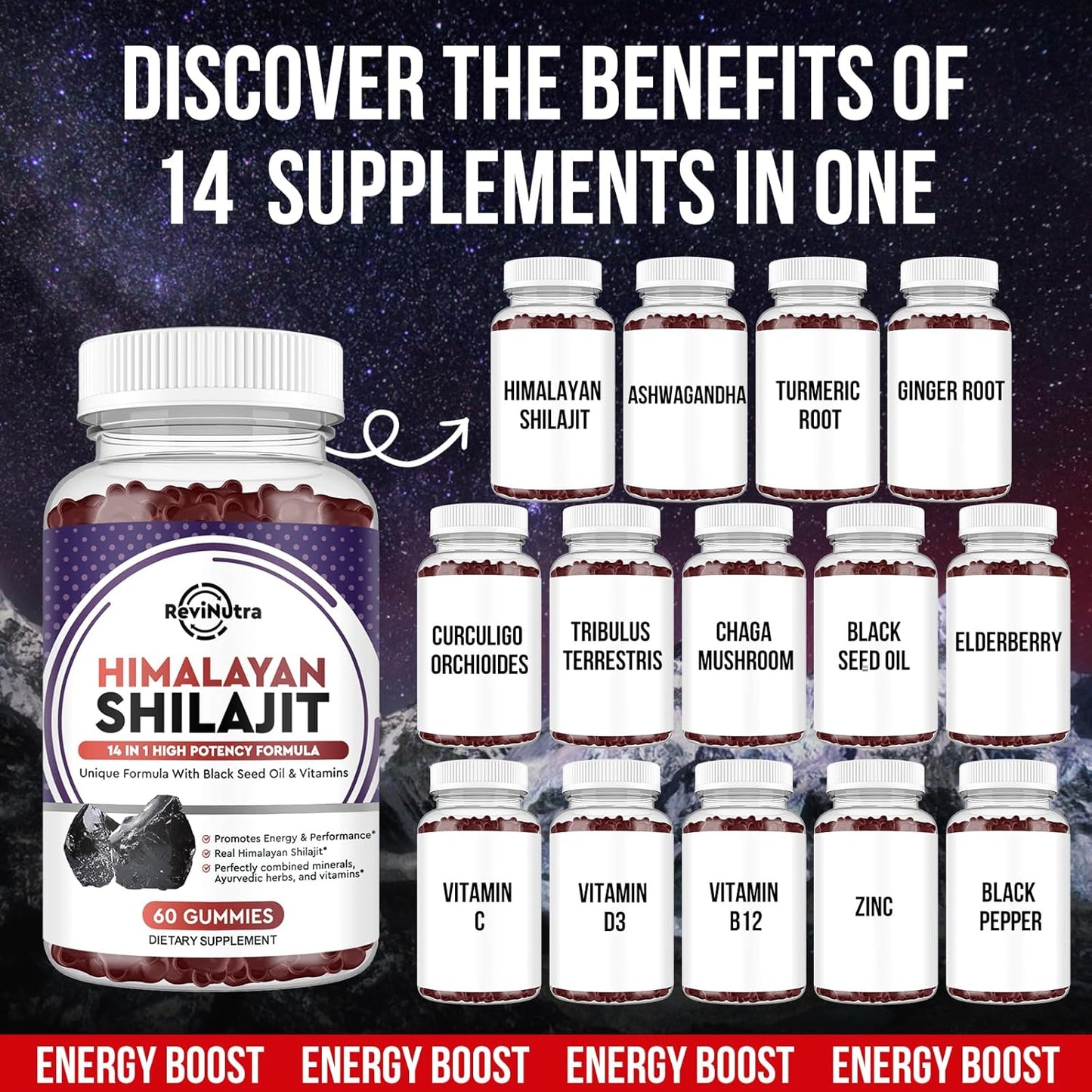 Iron Gummies Bundle for Adults & Kids with Shilajit Himalayan Supplement