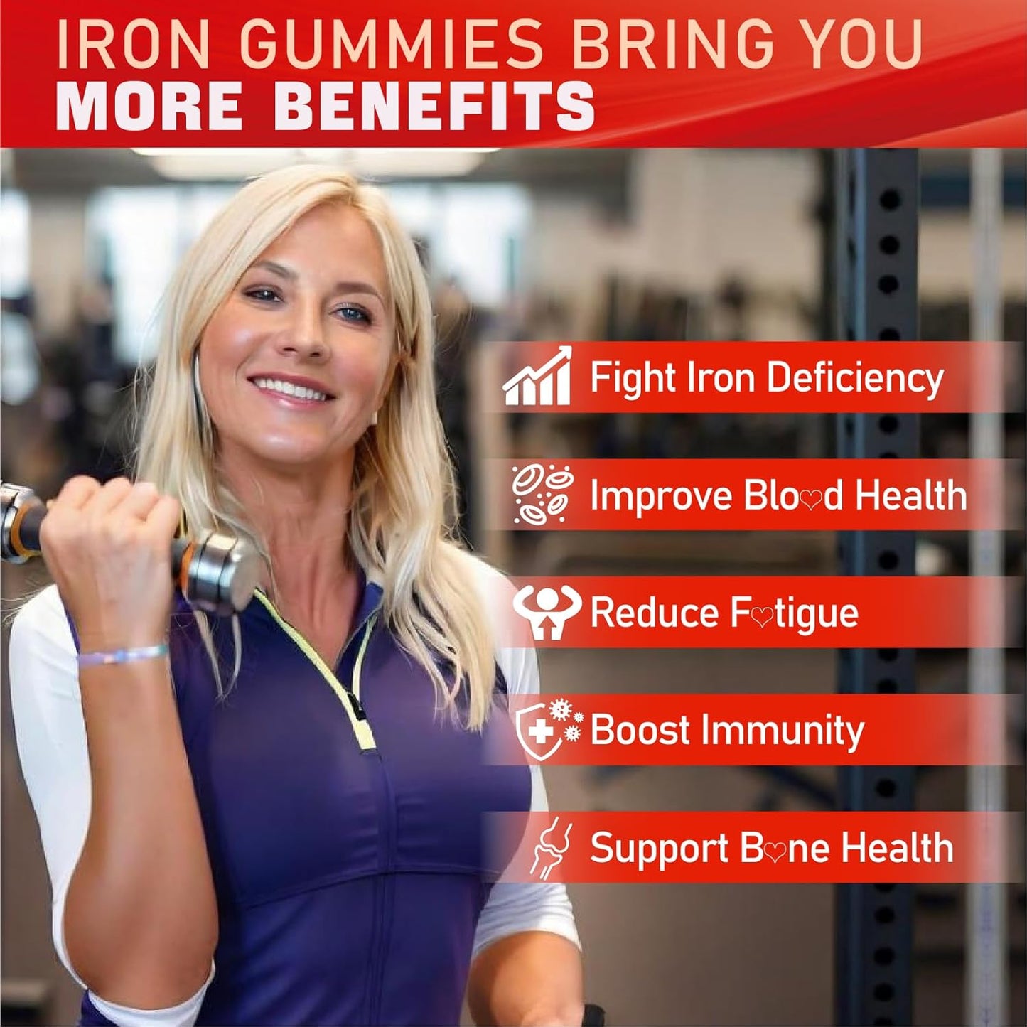 Iron Gummies Supplement for Women with Vitamin C, Beet Root, Guava, B6, B12, D3, Folate, Calcium, Zinc, and Turmeric - High Absorption Energy and Immune Support for Iron Deficiency