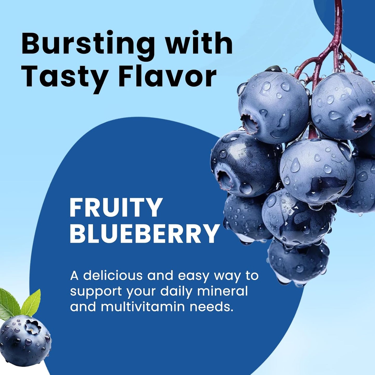 Iron Gummies with Multivitamin for Women & Men - Energy Support, Blood Builder - Vegan Blueberry Flavor - 60 Gummies