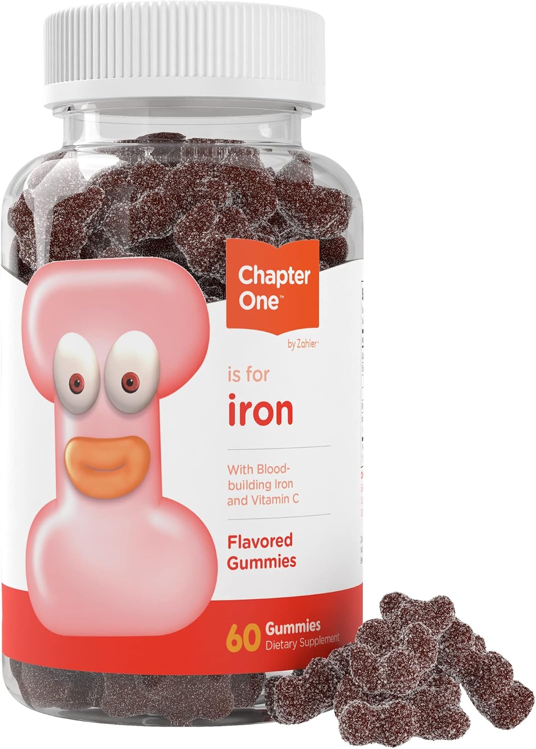 Iron Gummies with Vitamin C - Chewable Blood Builder Supplement for Women, Men, & Kids - Kosher & Easy to Digest - 60 Count