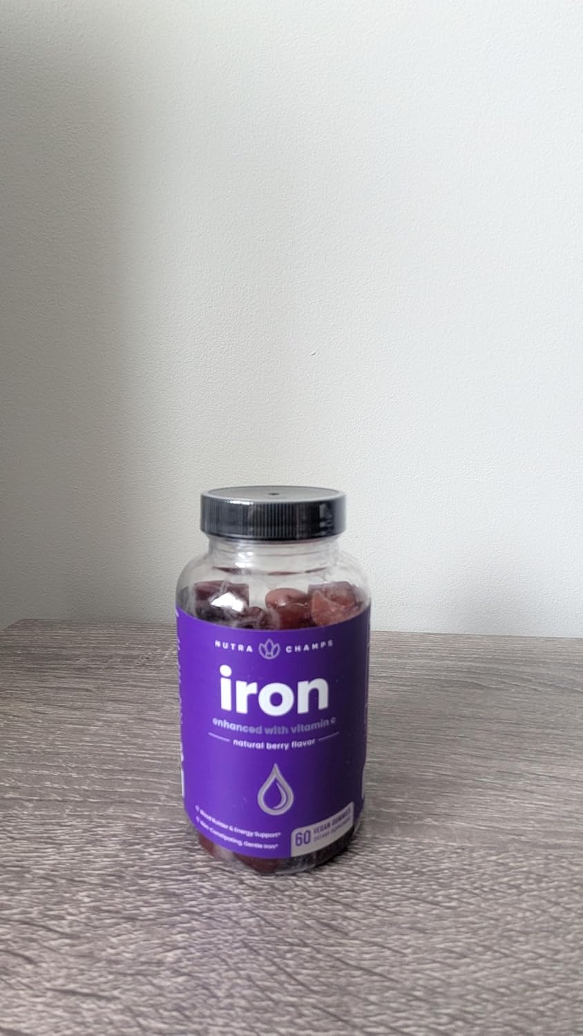 Iron Gummies with Vitamin C for Iron Deficiency & Anemia Support - 120 Gummies, Energy & Immune Boost - Pack of 2