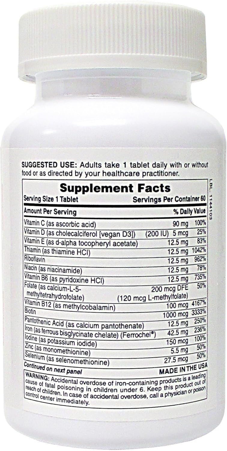 Iron Health 42.5 Mg Non-Constipating Iron Supplement with 16 Iron-Supporting Vitamins and Nutrients - 60 Tablets