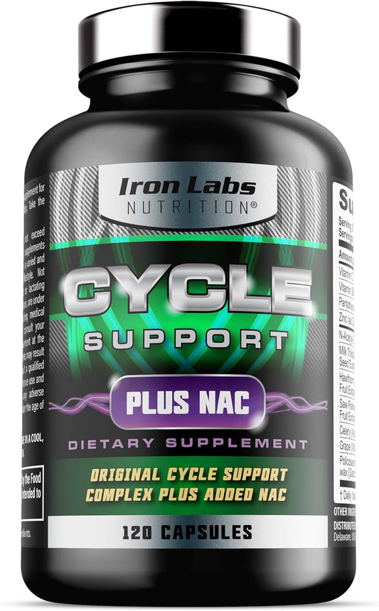 Iron Labs Nutrition Cycle Support Plus NAC - Kidney & Liver Supplement - On Cycle Support for Men - N Acetyl L Cysteine & Milk Thistle - 120 Capsules