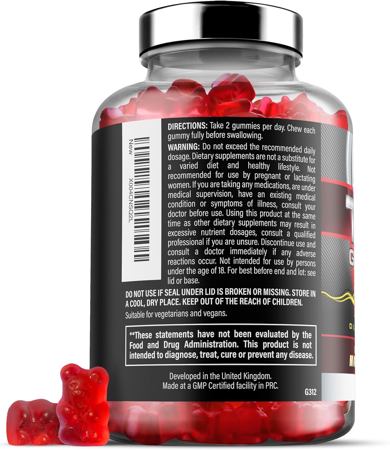 Iron Labs Nutrition Testo Gummies (60 Count) - High Strength Men's Booster with Maca, Ginseng, Zinc, and Selenium - Sugar-Free & Vegan - Mixed Berry Flavor