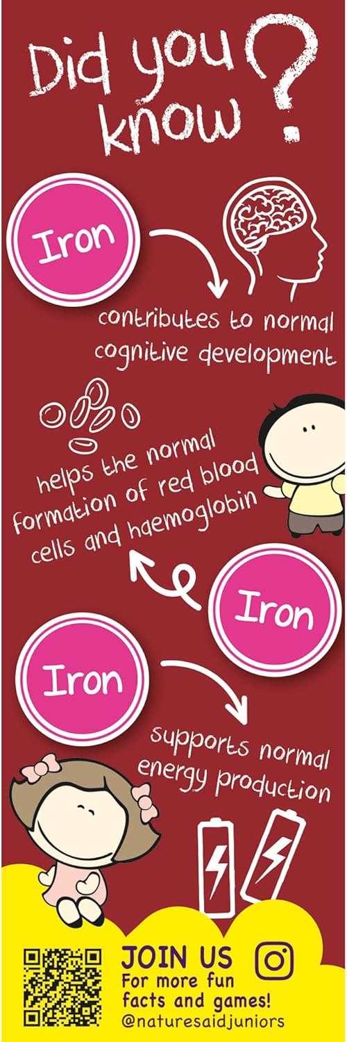 Iron Mini Drops for Kids, Cognitive Development Support, Sugar Free, 50 ml by Natures Aid
