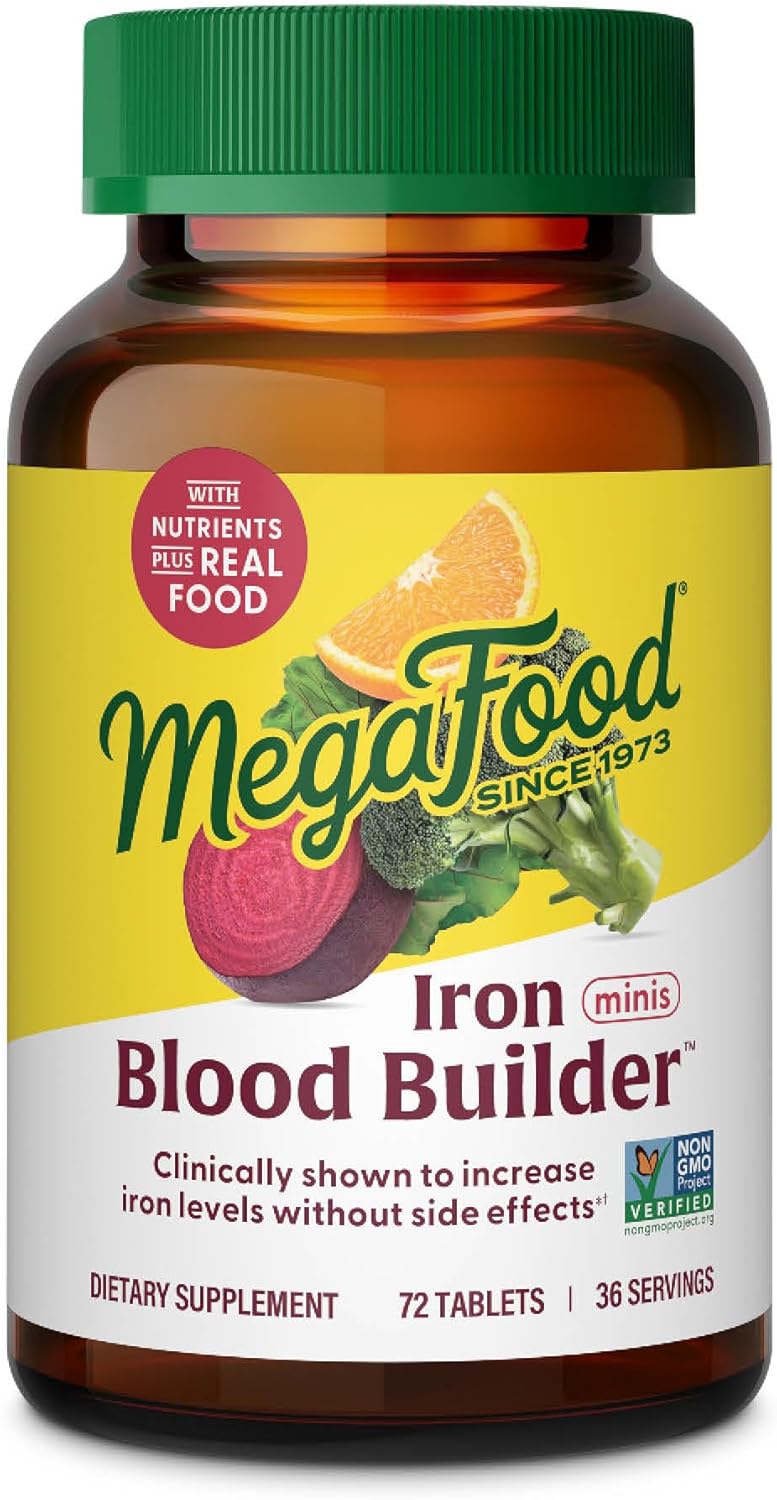 Iron-Rich Blood Builder Minis - Boost Iron Levels Naturally with Vitamin C, B12, & Folic Acid - Vegan Formula - 72 Tablets
