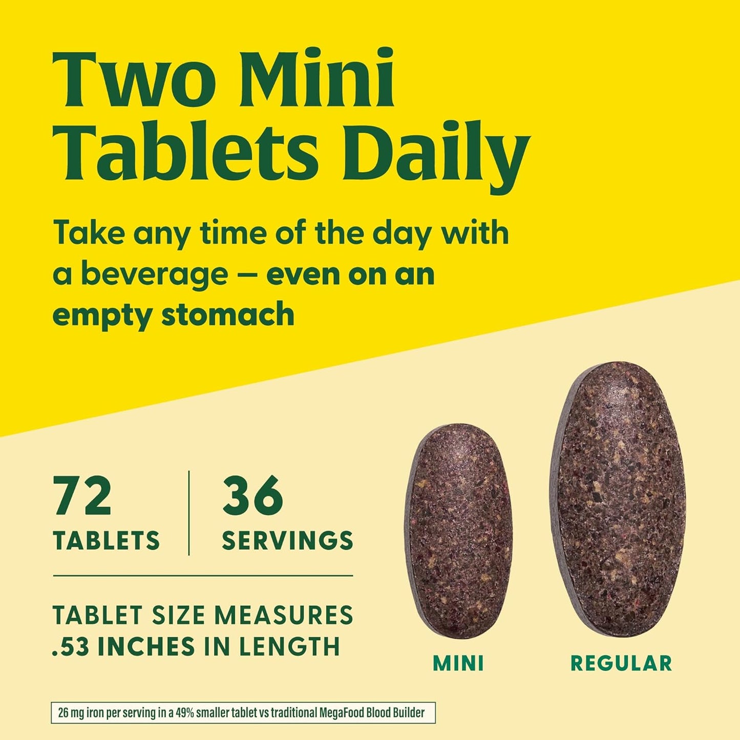 Iron-Rich Blood Builder Minis - Boost Iron Levels Naturally with Vitamin C, B12, & Folic Acid - Vegan Formula - 72 Tablets