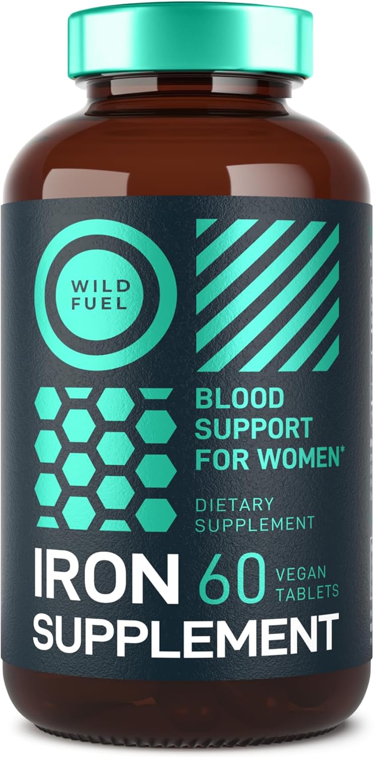 Iron Supplement for Women with Folic Acid - High Iron Vitamins for Anemia and Pregnancy - Gluten-Free Vegan Iron Pills - 60 Tablets