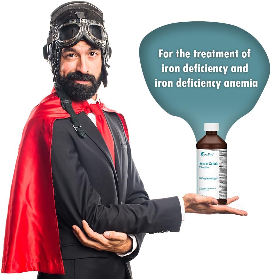 Iron Supplement Liquid - ONE VITE Ferrous Sulfate 220mg/5ml, 16 Fl Oz Bottle