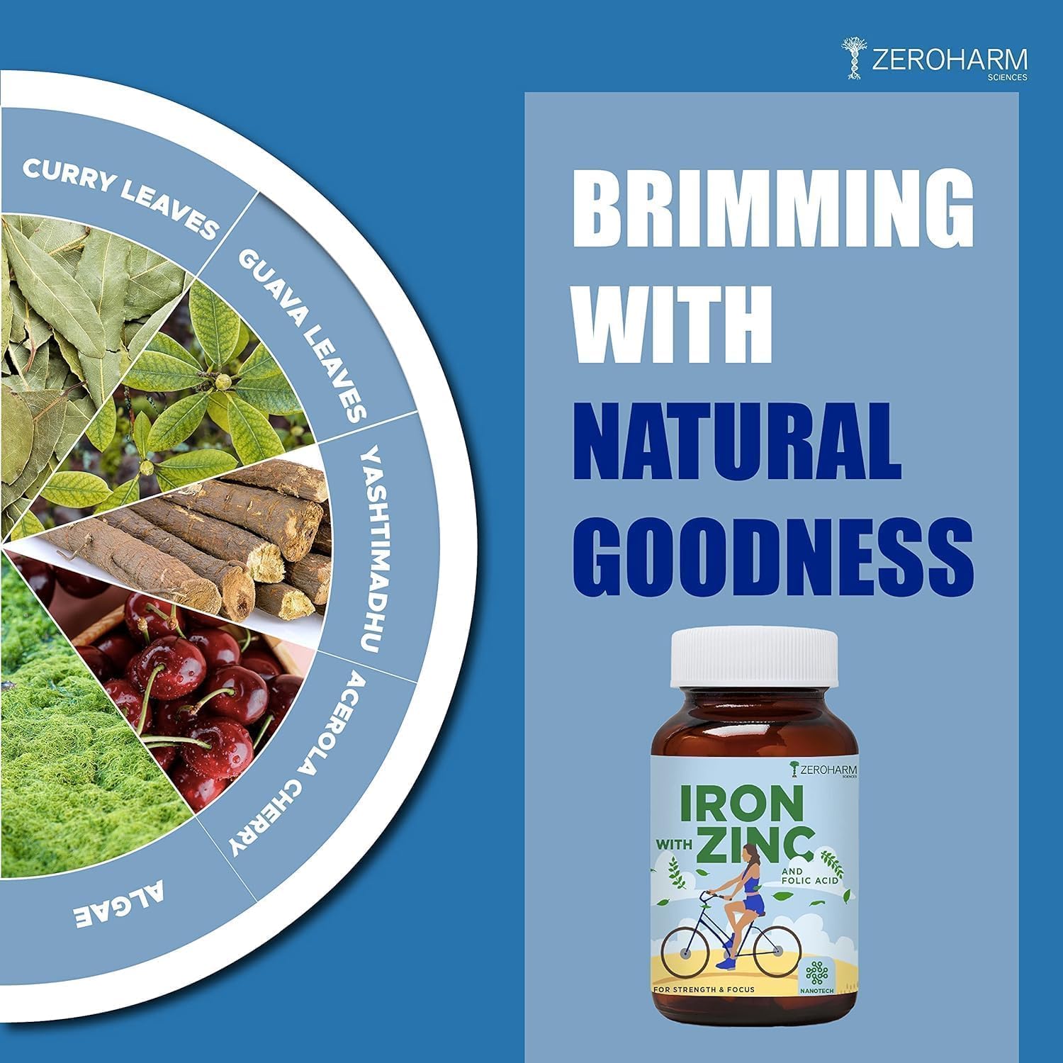 Iron Supplement with Zinc and Folic Acid - 60 Tablets