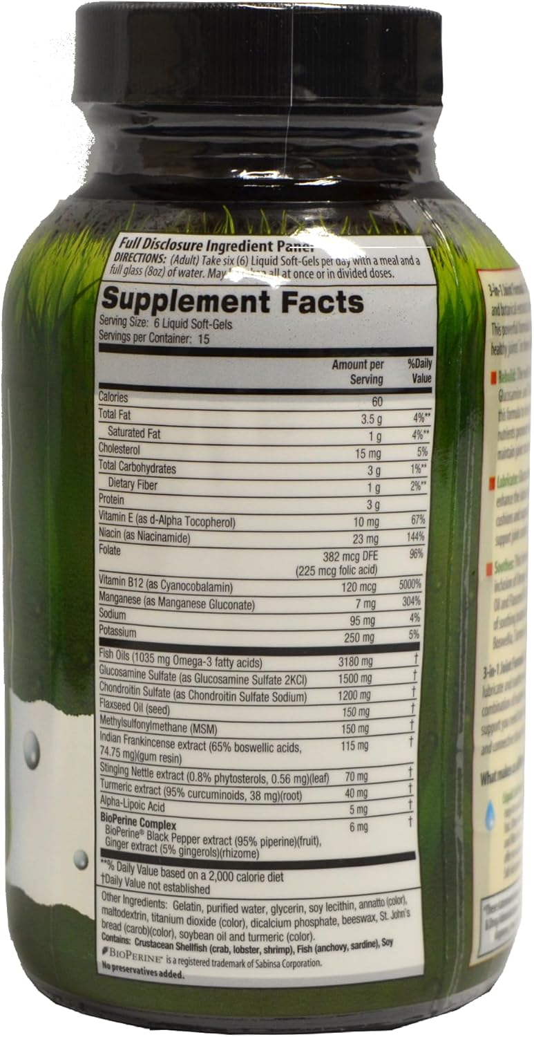 Irwin Naturals 3-in-1 Joint Formula Softgels - Glucosamine, Chondroitin, MSM Supplement Bundle - 90 Softgels with Pill Case - Natural Joint Health Support