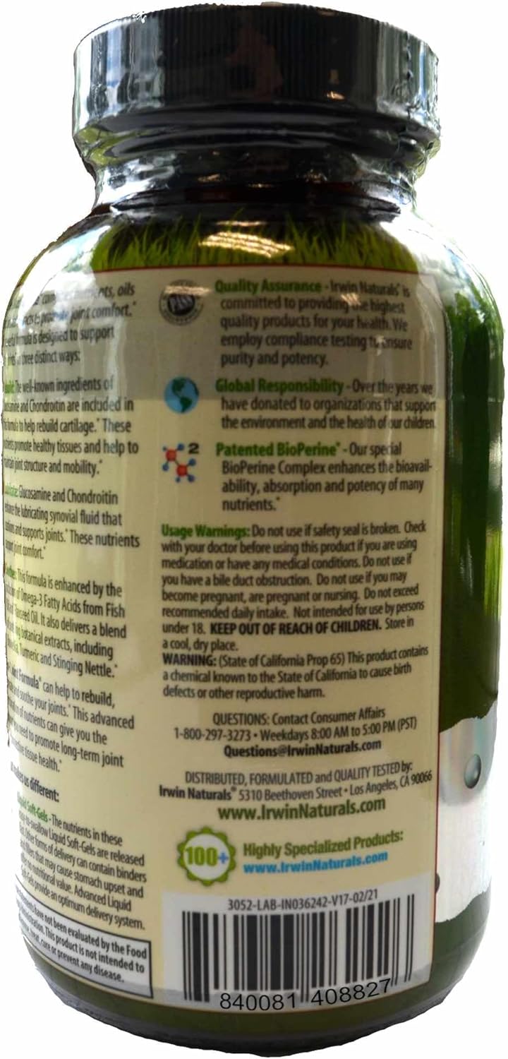 Irwin Naturals 3-in-1 Joint Formula Softgels - Glucosamine, Chondroitin, MSM Supplement Bundle - 90 Softgels with Pill Case - Natural Joint Health Support